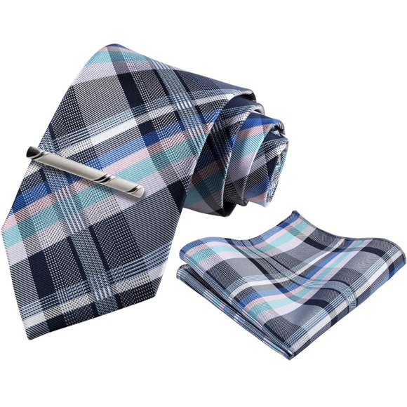 Mens Ties Set in Gift Box/ Plaid Pink Checkered Tie Set Gift for Men - Picture 3 of 5